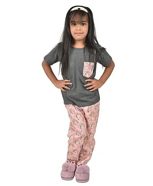 Frangipani Kids Rainbow Dreams Print Short Sleeves Night Suit - Grey