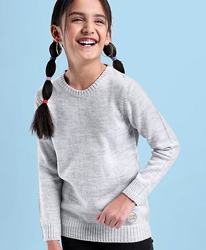Pine Kids Full Sleeves Light Winter Wear Pullover Sweater - Grey