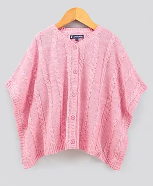 Pine Kids Knitted Half Sleeves Shrug - Light Pink