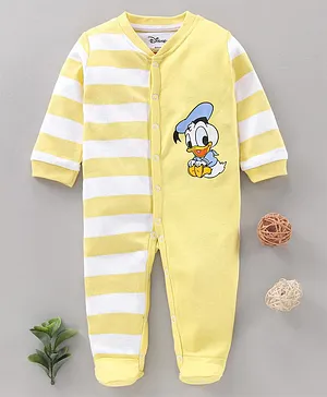 Babyhug Full Sleeves Sleepsuit Donald Duck Print - Yellow