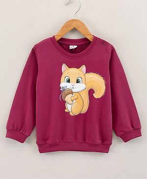 Babyhug Full Sleeves Knit Sweatshirt With Graphics- Maroon