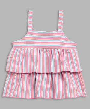 Elle Kids Striped Print Sleeveless Top - Pink