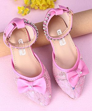 Cute Walk by Babyhug Sandals Bow & Beads Applique - Pink