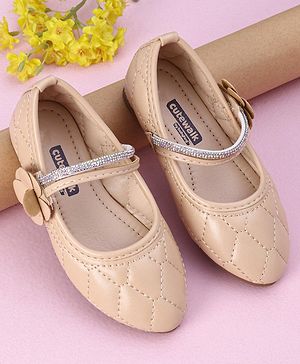 Cute Walk by Babyhug Ballerina with Floral Applique - Beige