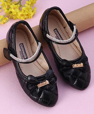 Cute Walk by Babyhug Sandals with Bow Applique - Black