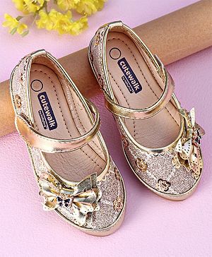 Cute Walk by Babyhug Sandals Bow Applique- Gold