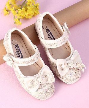 Cute Walk by Babyhug Sandals Bow & Flower Applique- Beige