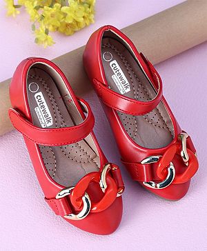 Cute Walk by Babyhug Party Wear Ballerinas Chain Applique - Red