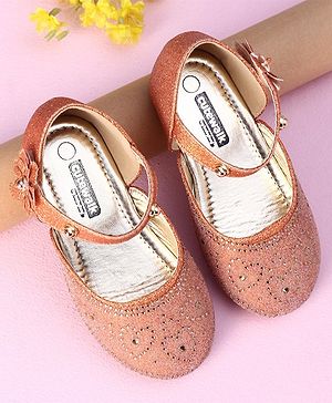 Cute Walk by Babyhug Ballerinas with Floral Applique - Orange