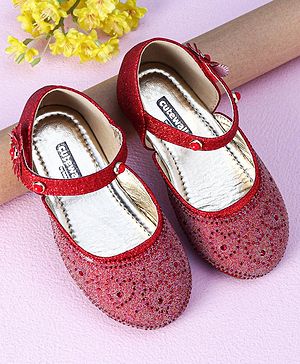Cute Walk by Babyhug Ballerinas with Floral Applique - Red