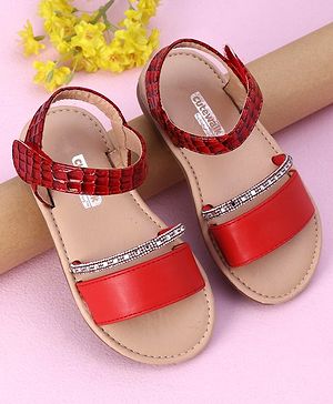 Cute Walk by Babyhug Sandals with Studded Lace - Red