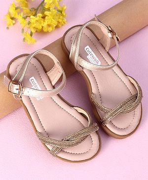 Cute Walk by Babyhug Sandals with Studded Lace - Gold