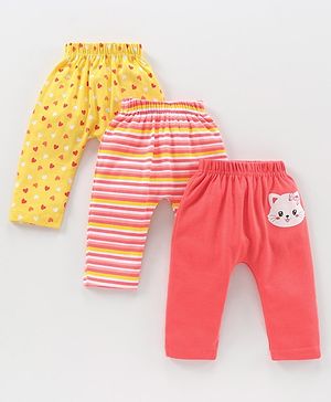 Babyhug Full Length Knit Diaper Leggings Multi Print Pack Of 3 - Multicolor