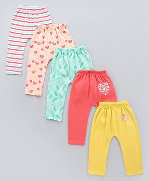 Babyhug Full Length Knitted Diaper Pants Multiptint Pack of 5 - Multicolor