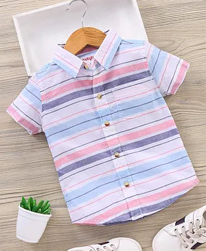 Babyhug Half Sleeves Cotton Shirt Stripes Print- Multicolor