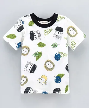 CrayonFlakes Half Sleeves Jungle Printed T Shirt - Offwhite