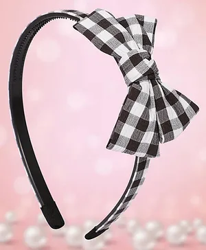 Coco Candy Gingham Chequered Bow Hair Band - Black