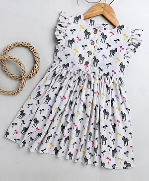 KOOCHI POOCHI Short Sleeves Zebra Print Dress - White