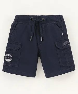 RUFF Cotton Knitted Short Length Slim Fit Shorts Solid - Navy Blue
