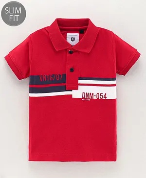 Ruff Cotton Half Sleeves T-Shirt Printed- Red