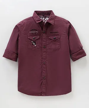 Ruff Full Sleeves Woven Solid Shirt - Wine