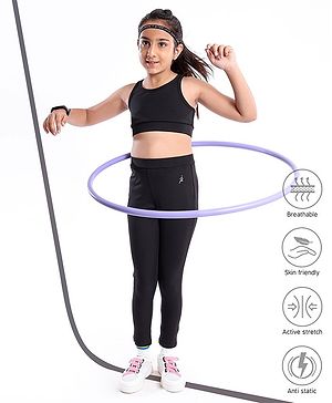 Pine Active Sleeveless Solid High Stretch Sports Bra & Leggings - Black