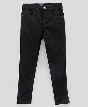 Pine Kids Full Length Stretchable Solid Color Jeans - Black