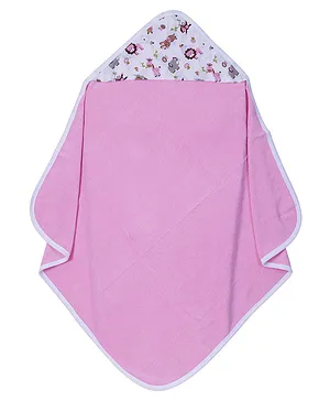 My Milestones 100% Premium Cotton Single Layered Terry Hooded Baby Toddlers Bath Towel - Pink Solid