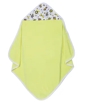 My Milestones 100% Premium Cotton Single Layered Terry Hooded Baby Bath Towel - Lemon Yellow Solid