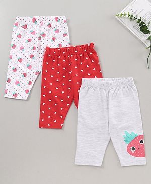Babyhug Three Fourth Length Lycra Printed Leggings Pack Of 3 - Multicolor
