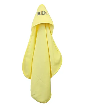 Quick Dry Baby Hooded Towel Embroidered - Yellow  (Print May Vary)
