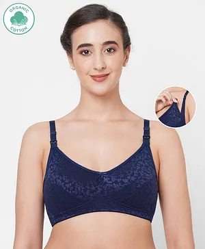 ECOMAMA Organic Cotton & Bamboo
                              Antimicrobial Non-Padded Nursing Bra
                              Floral Pattern - Blue