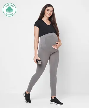 Ecomama Organic 49% Bamboo 43% Nylon 8% Elastane Full Length Maternity Legging - Grey
