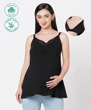 ECOMAMA Organic Cotton Sleeveless Maternity Top Solid - Black
