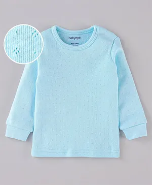 Babyoye Full Sleeves Cotton Thermal Vest - Blue