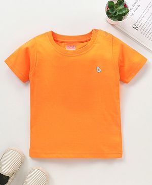 Babyhug Cotton Half Sleeves T-shirt Logo Print- Orange