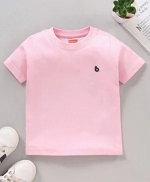 Babyhug Cotton Half Sleeves T-Shirt Logo Print - Pink