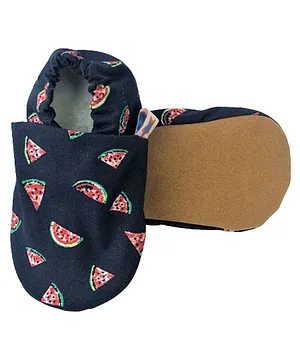 Skips Watermelon Printed Soft Sole Infant Booties -  Navy Blue
