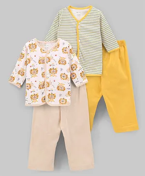 OHMS Full Sleeves Shirt & Pyjama Set Stripe Print Pack of 2 - Multicolor