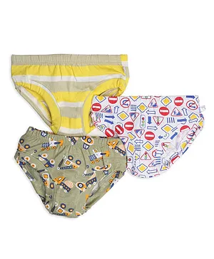 SuperBottoms Pack Of 3 Striped & Signal Print Briefs - Multi Color