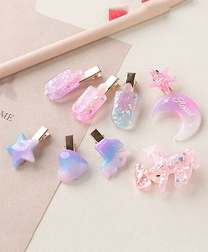 Babyhug Hair Pins And Clips Free Size Pack of 8 - Multicolor