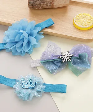 Babyhug Flower Headbands Pack Of 3 - Blue  