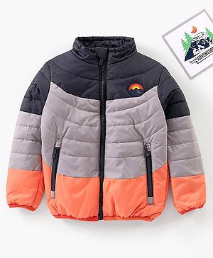 Babyhug Full Sleeves Color Block Quilted Jacket - Multicolour