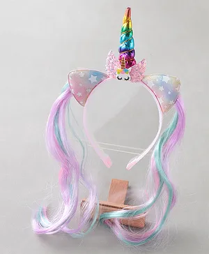Pine Kids Hair Extensions Unicorn Themed Hair Band Free Size - Multicolour