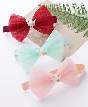 Babyhug Colourful Bow Headbands Pack Of 3 - Multicolor