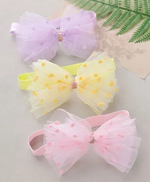 Babyhug Polka Dots Bow Headbands Pack Of 3 - Multicolor
