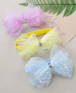 Pine Kids Floral Design Bow Headbands Pack Of 3 - Multicolor