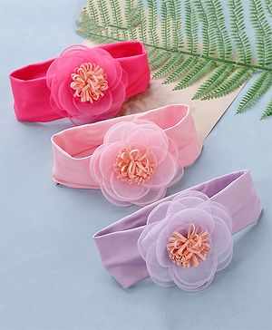 Babyhug Flower Headbands Pack Of 3 - Pink