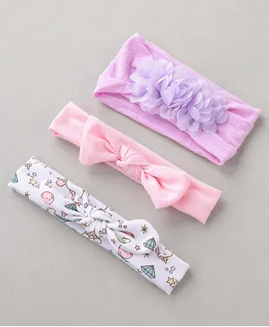 Babyhug Floral Headbands Pack Of 3 - Multicolor