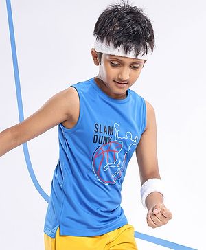 Pine Active Knit Sleeveless Text Printed T Shirt - Multicolour